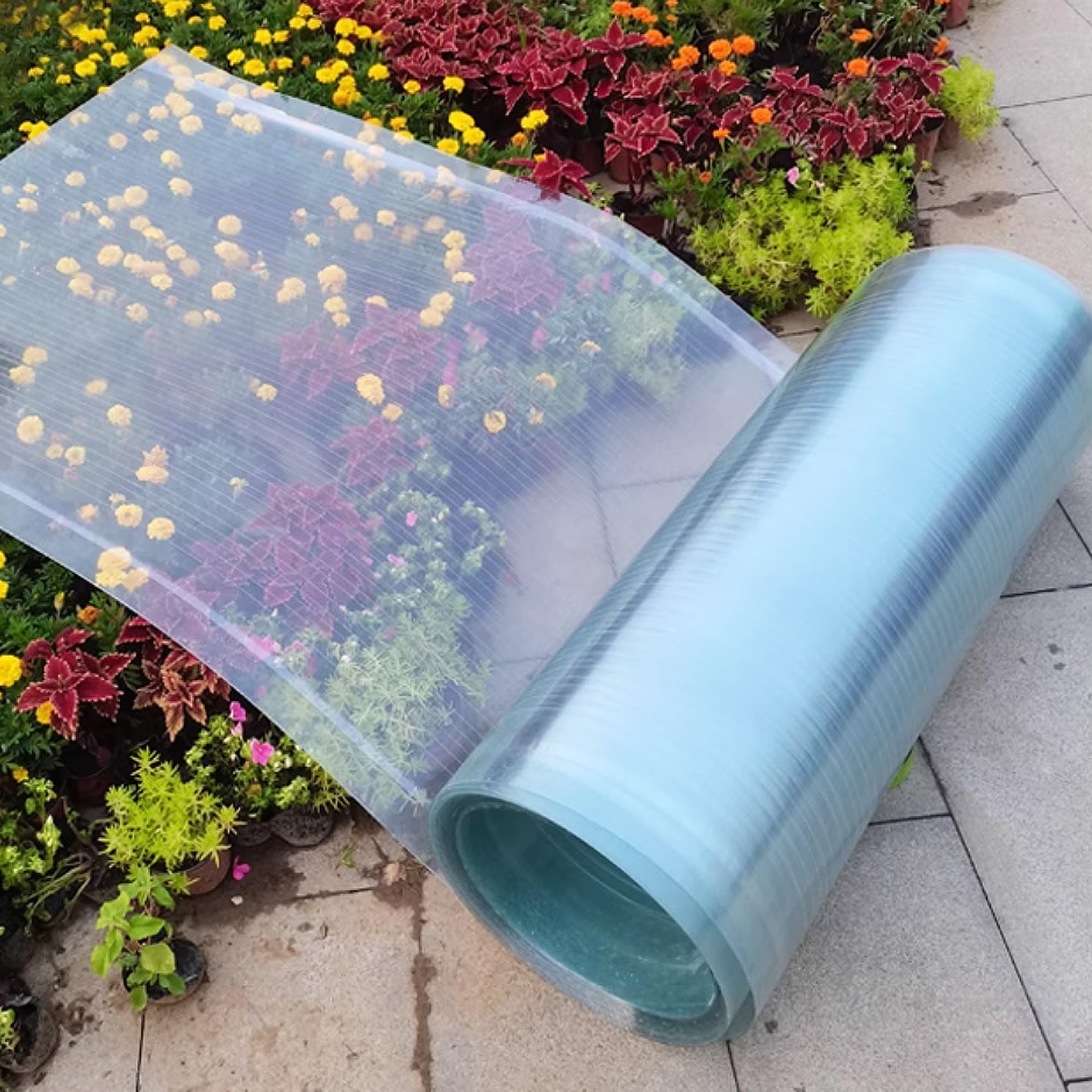 Coperture per Tettoie Esterno in Policarbonato, 1mm Lastra Policarbonato Trasparente, Rotolo Pannelli Antipioggia per Pensiline Serra Tetto(50x400cm)