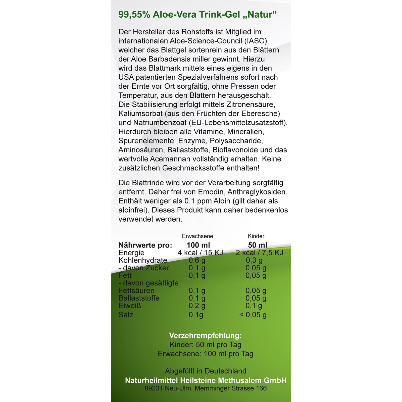 QueenRoyal Aloe Vera Trink Gel 99.55% pur 24 Liter Sparpack. 30259 G