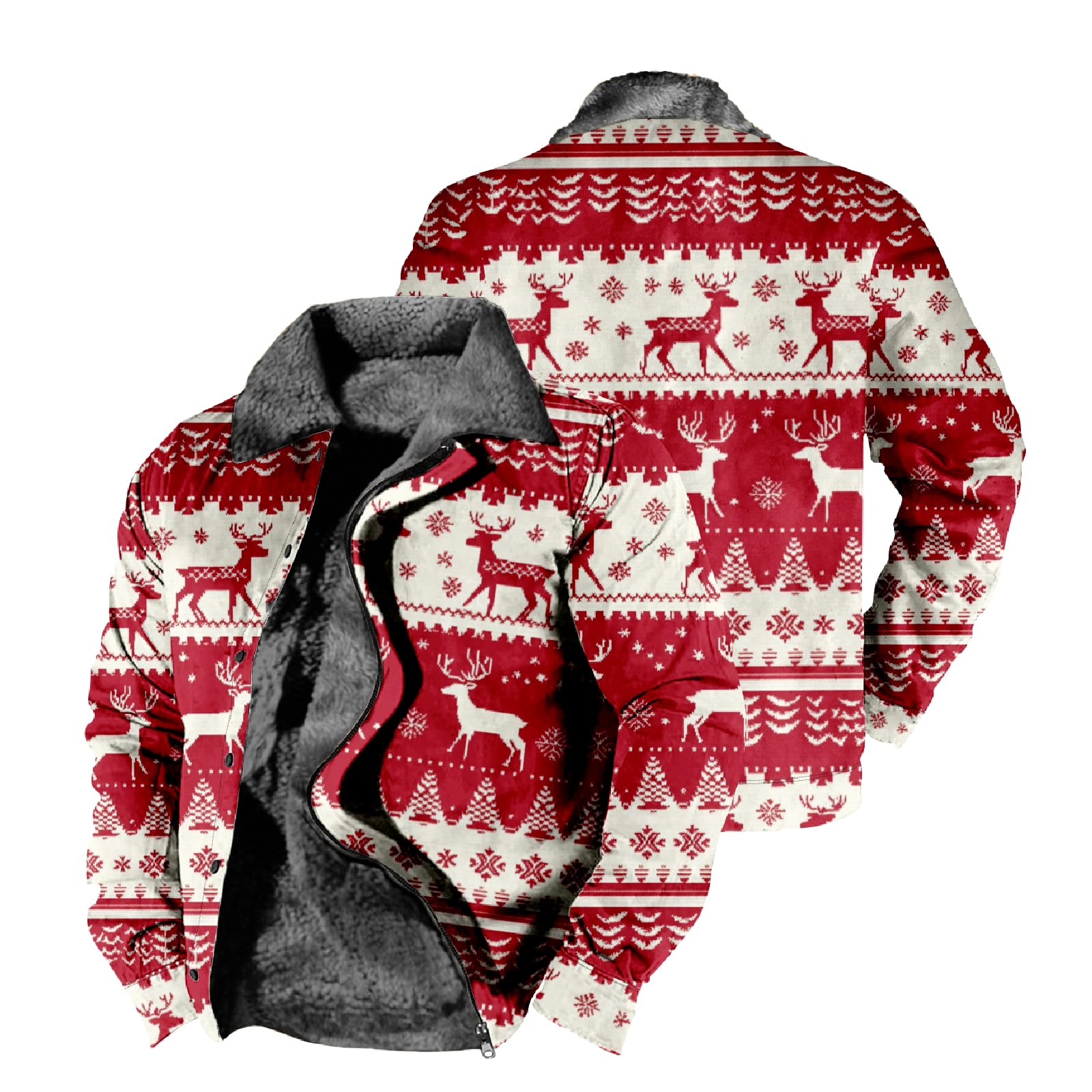 Cowboy Western Jackets for Men Long Sleeve Aztec Sherpa Fleece Lined Zip Up Ethnic Fashion Big And Tall