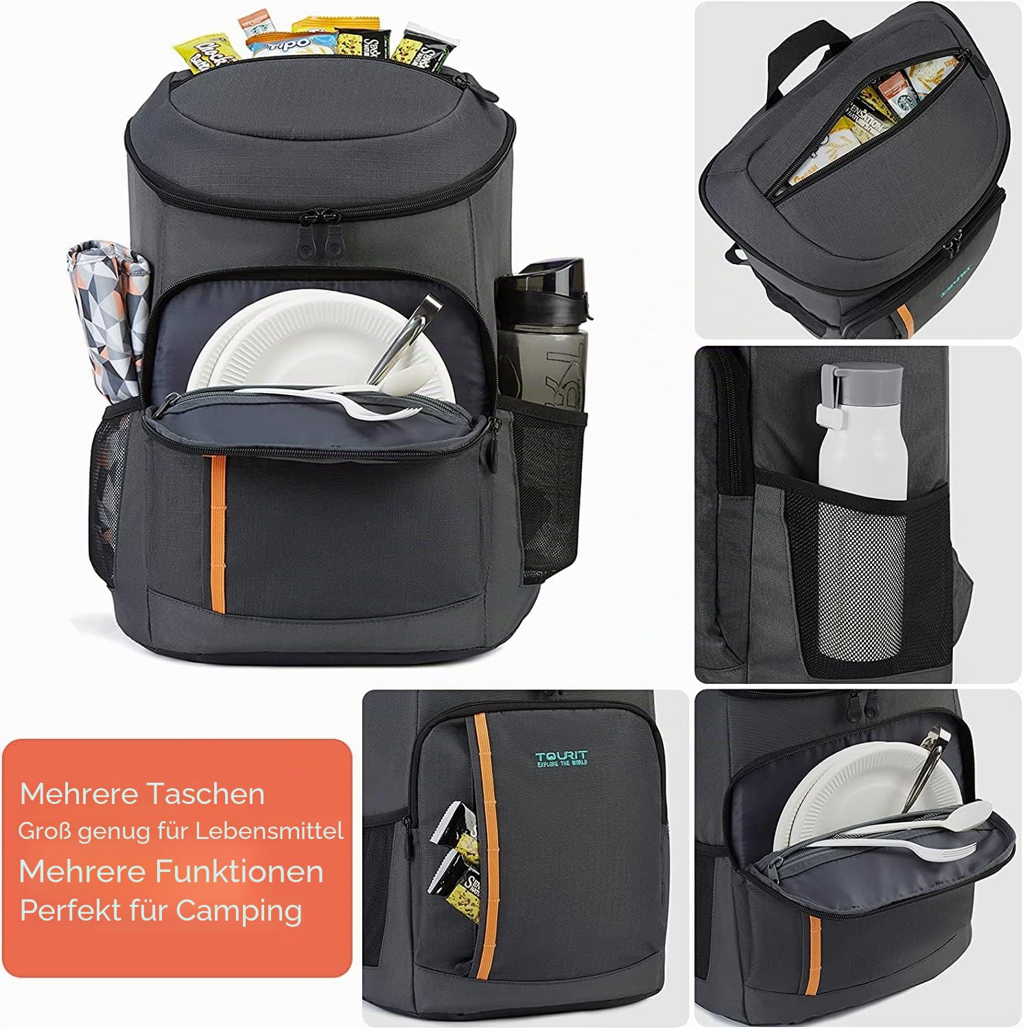TOURIT Kühler Rucksack 28L mit Flaschenöffner