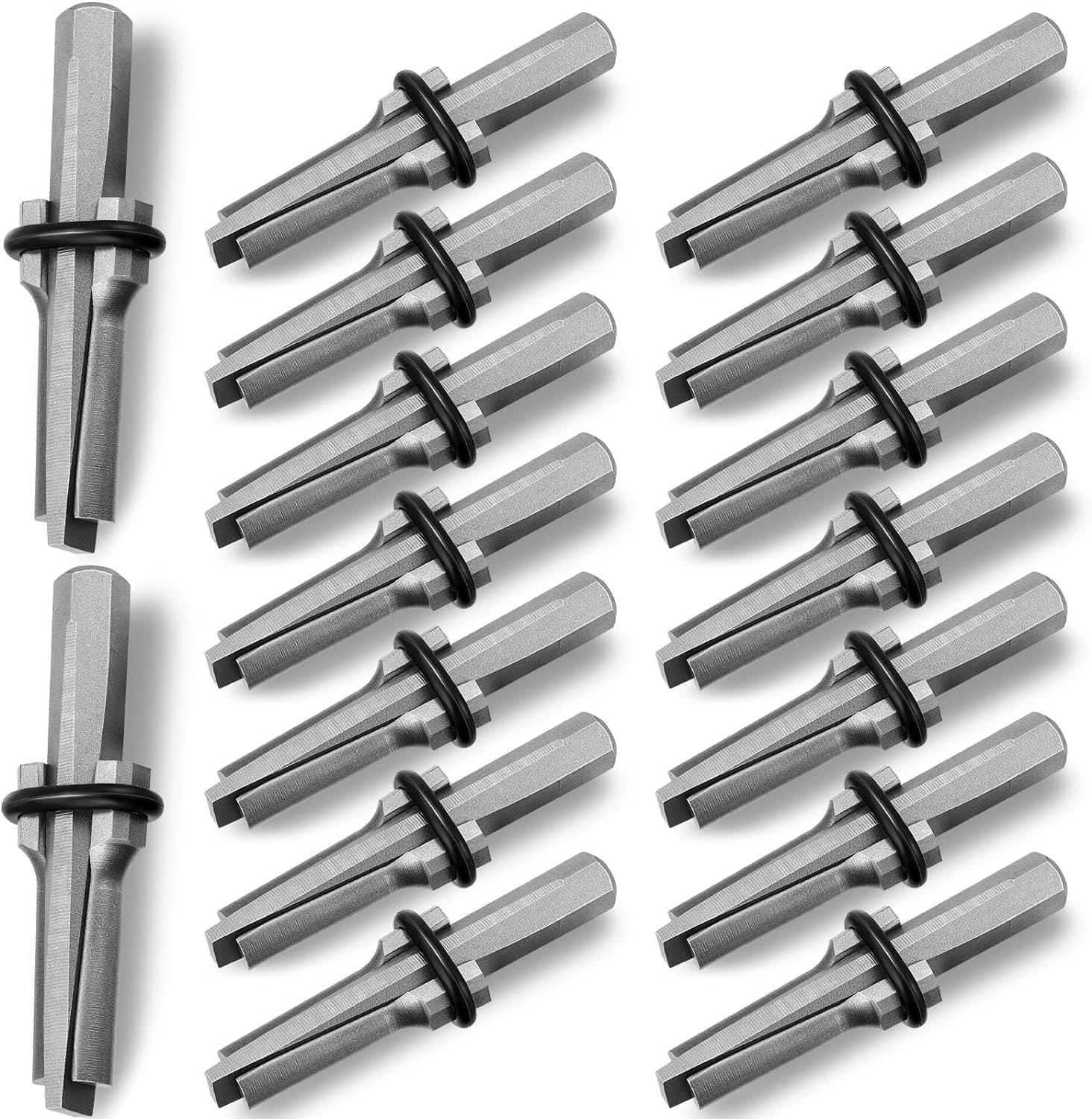 Gisafai 16 Pcs Rock Splitting Wedges, 3/4'' Wedge and Feather Shims, Heavy Duty Chisel and Feather Stone Splitting Tools Rock Hounding Equipment for Marble Rocks Concrete Granite 16 3/4inch