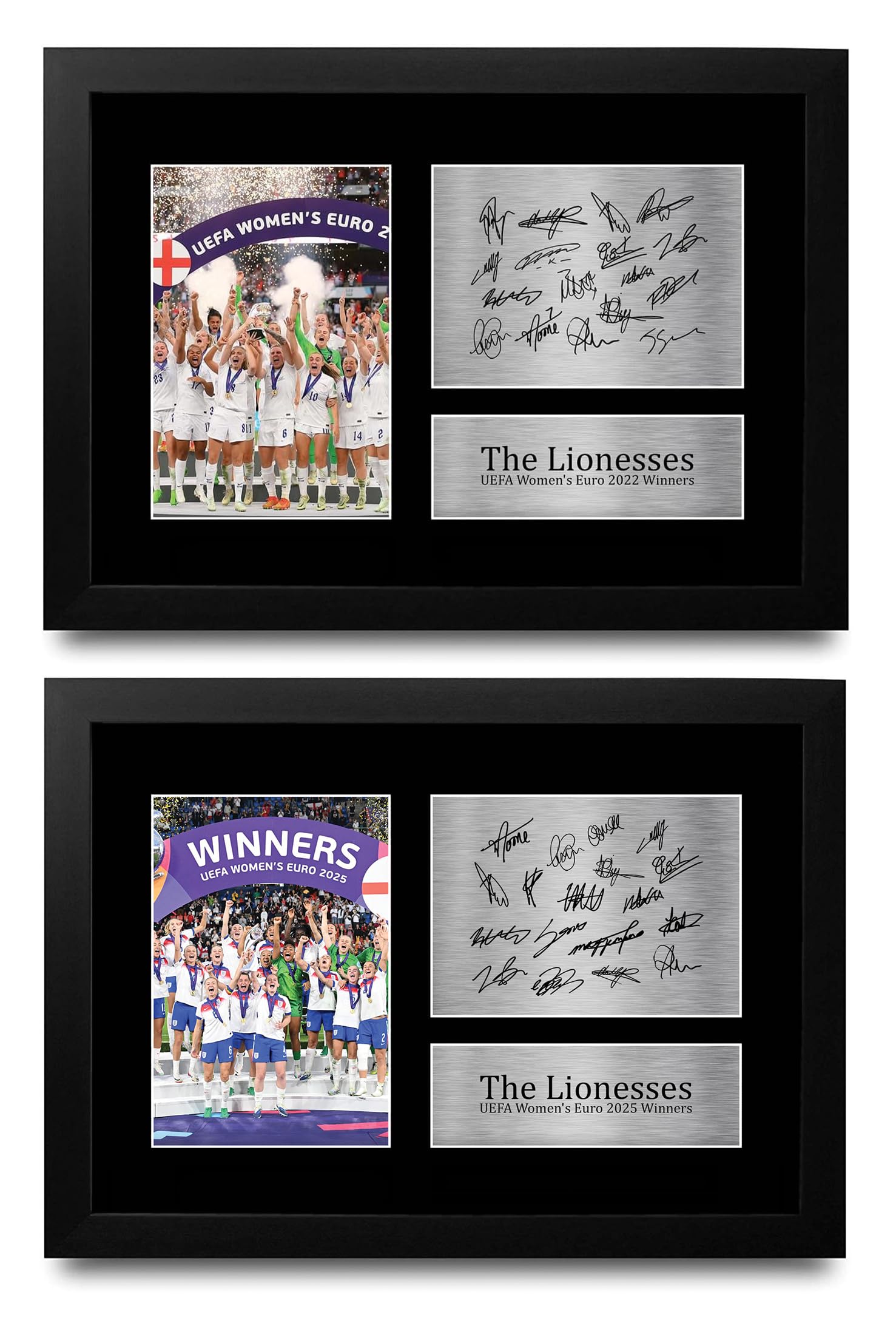 HWC Trading England Womens Euro 22 & 25 Collection Printed Memorabilia Signed Autograph Photograph Display for Womens Football Fans and Supporters - A4 Framed-picture-11