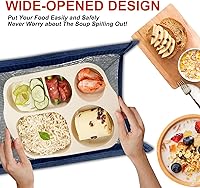 Vista 4 de Mziart Bolsa de almuerzo de tela Oxford azul oscuro, 8.86 pulgadas de largo x 5.12 pulgadas de ancho x 10 pulgadas de alto, capacidad de 2 galones