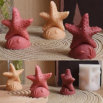Starfish Mold Shell Mold Ocean Mold Fish Mold Animal Resin Mold Jewelry Resin Casting Mold Craft Supplies 3D Mold Silicone Mold for Resin Casting Mold Candle Making Molds