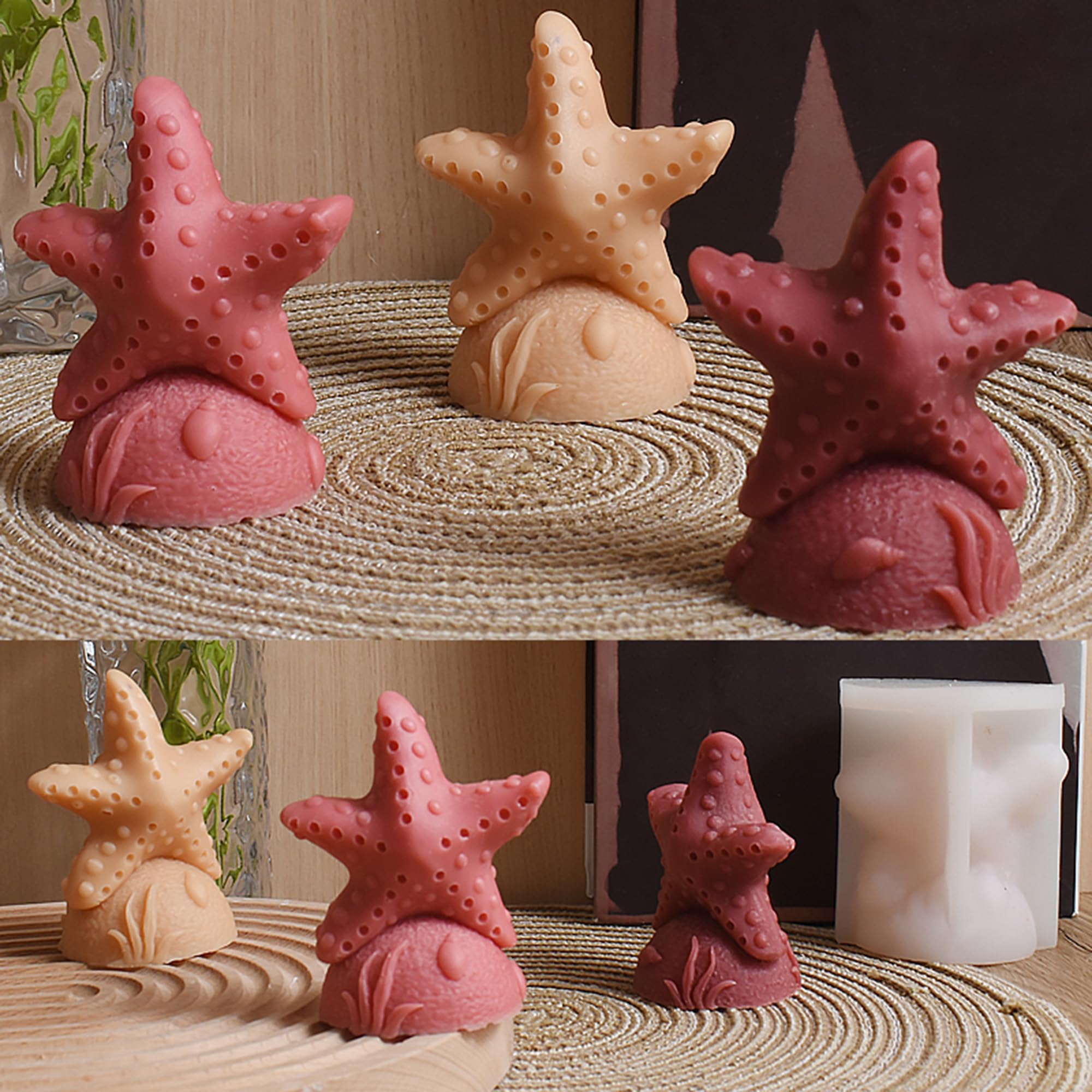 Starfish Mold Shell Mold Ocean Mold Fish Mold Animal Resin Mold Jewelry Resin Casting Mold Craft Supplies 3D Mold Silicone Mold for Resin Casting Mold Candle Making Molds