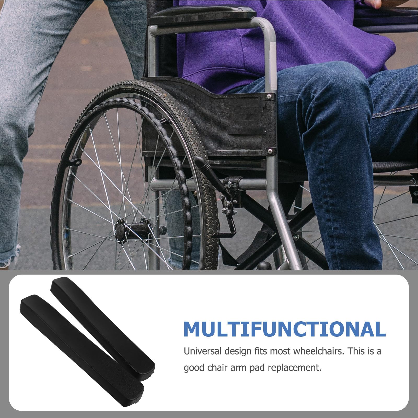 ibasenice 1par Reposabrazos para Silla de Ruedas Acolchado de Espuma Pu Cómodo Resistente al Agua y Fácil de Limpiar Almohadillas de Reemplazo Ergonómicas para Descanso de Codo Instalación