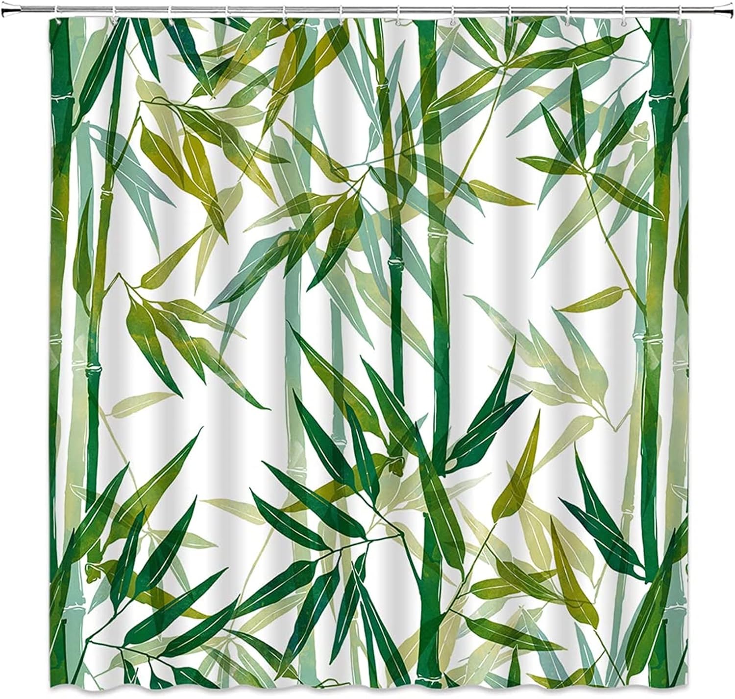 Bamboo Shower Curtain Green Bamboo Forest Tropical Abstract Natural Scenery Asian Oriental Bathroom Decorative Curtain Polyester Set with Hook