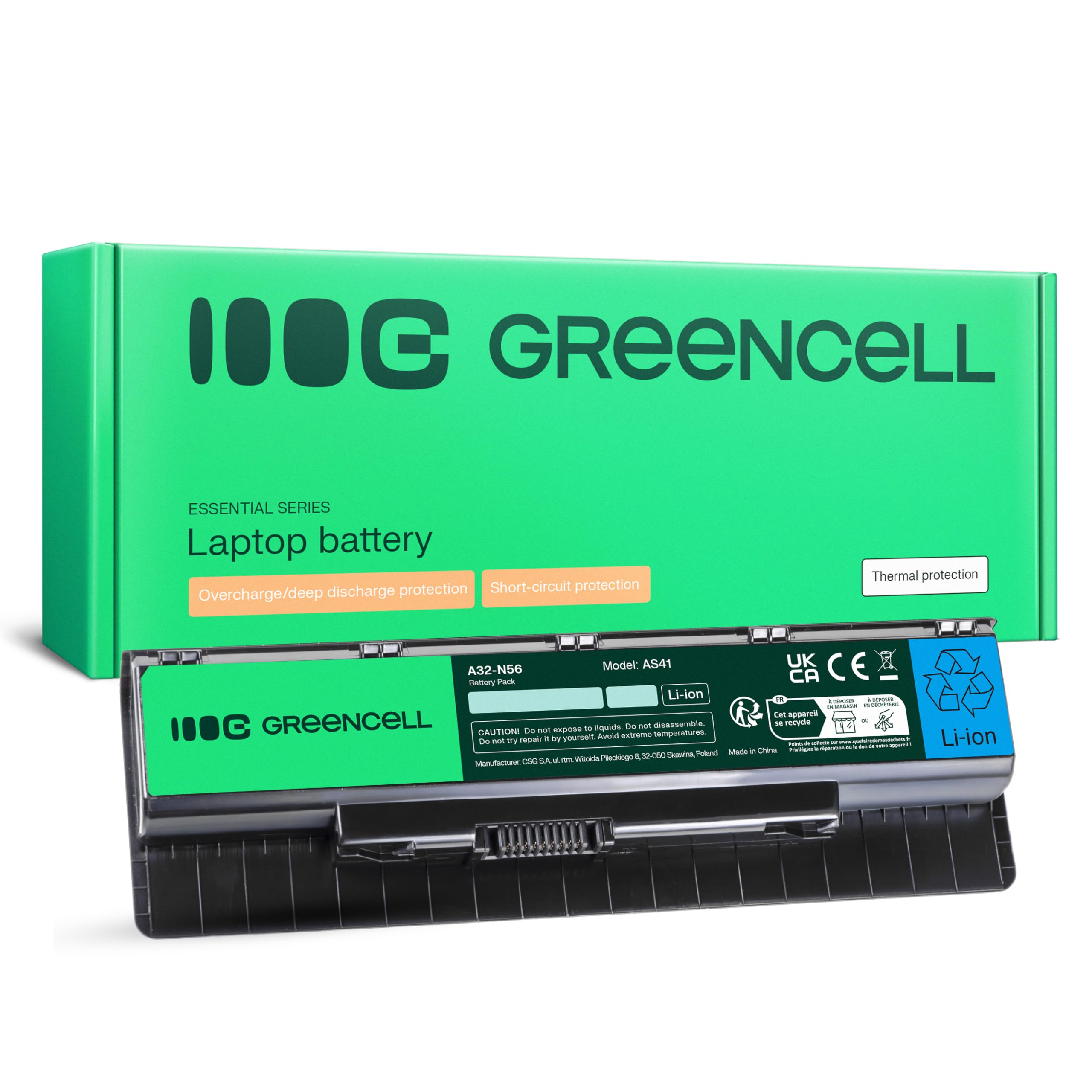 Green Cell Batteria A32-N56 per Asus N56 N56V N56VB N56VJ N56VM N56VV N56VZ N76 N76V N76VB N76VJ N76VM N76VZ G56 G56JK G56JR Portatile (4400mAh 11.1V Nero)