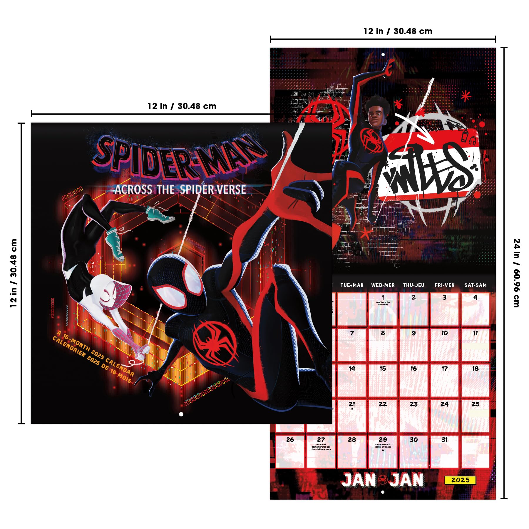 Calendario de pared 2025 Marvel Spider-Man: Beyond the Spider-Verse (francés bilingüe) (edición en inglés y francés)
