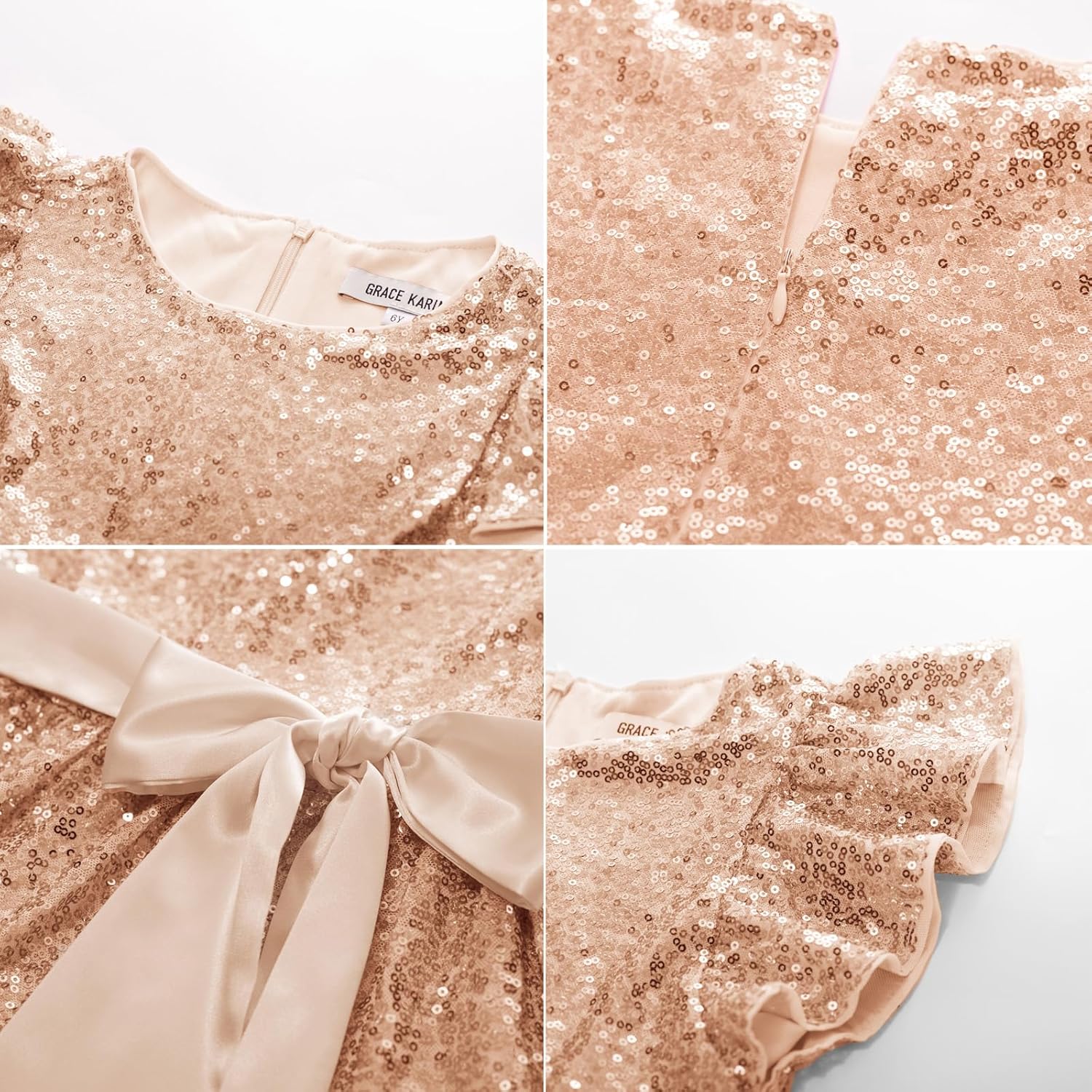 GRACE KARIN Girls Formal Party Dress Sequin Birthday Fancy Dresses Wedding Guest Dance Ruffle Dress Size 6-14 - Image 5
