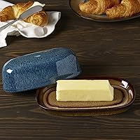 Vista 3 de Pfaltzgraff Plato de mantequilla cubierto azul Monroe, 8 pulgadas