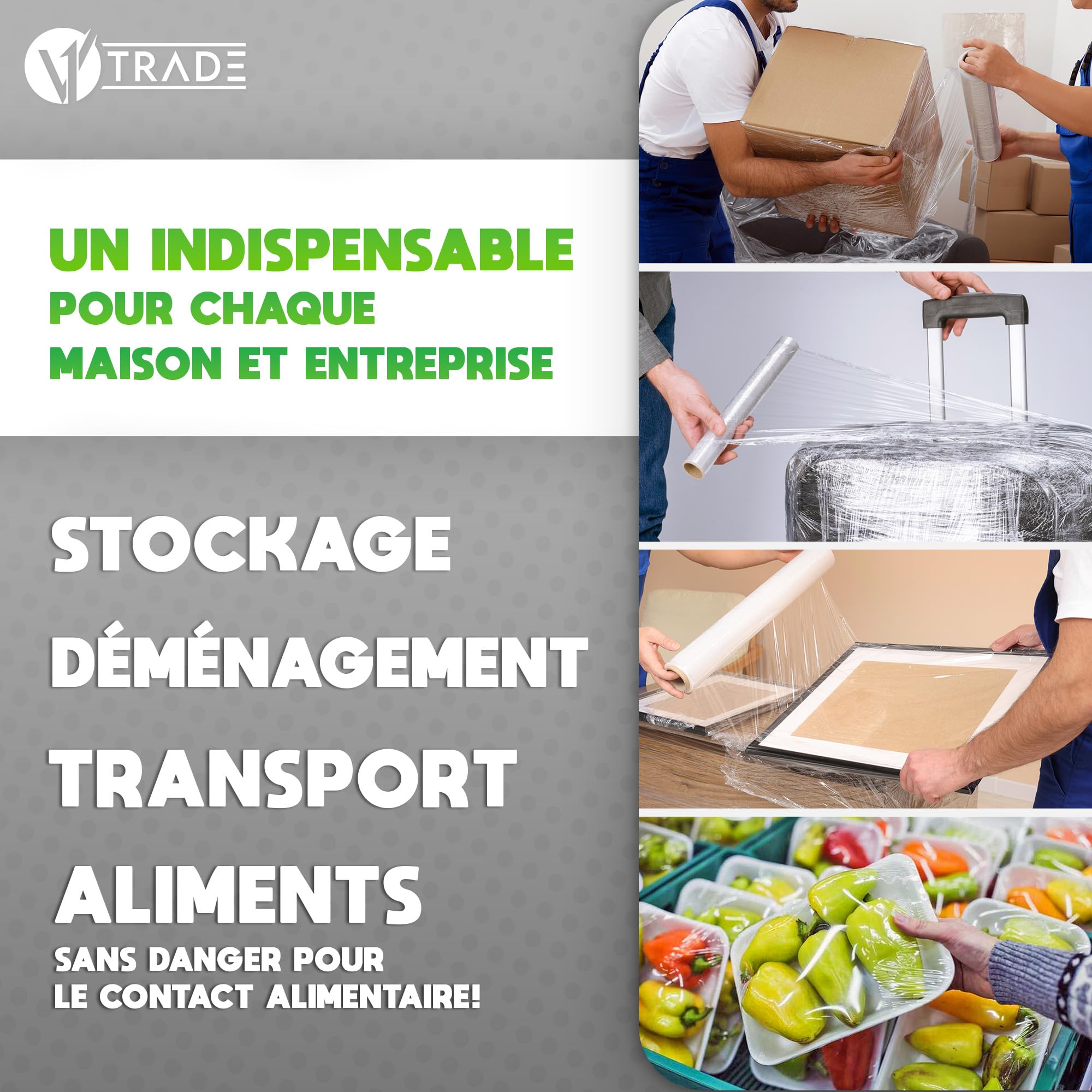 Film Etirable Déménagement 6 Rouleaux Transparent 40cm x 250m Plastique Protection Colis Meubles