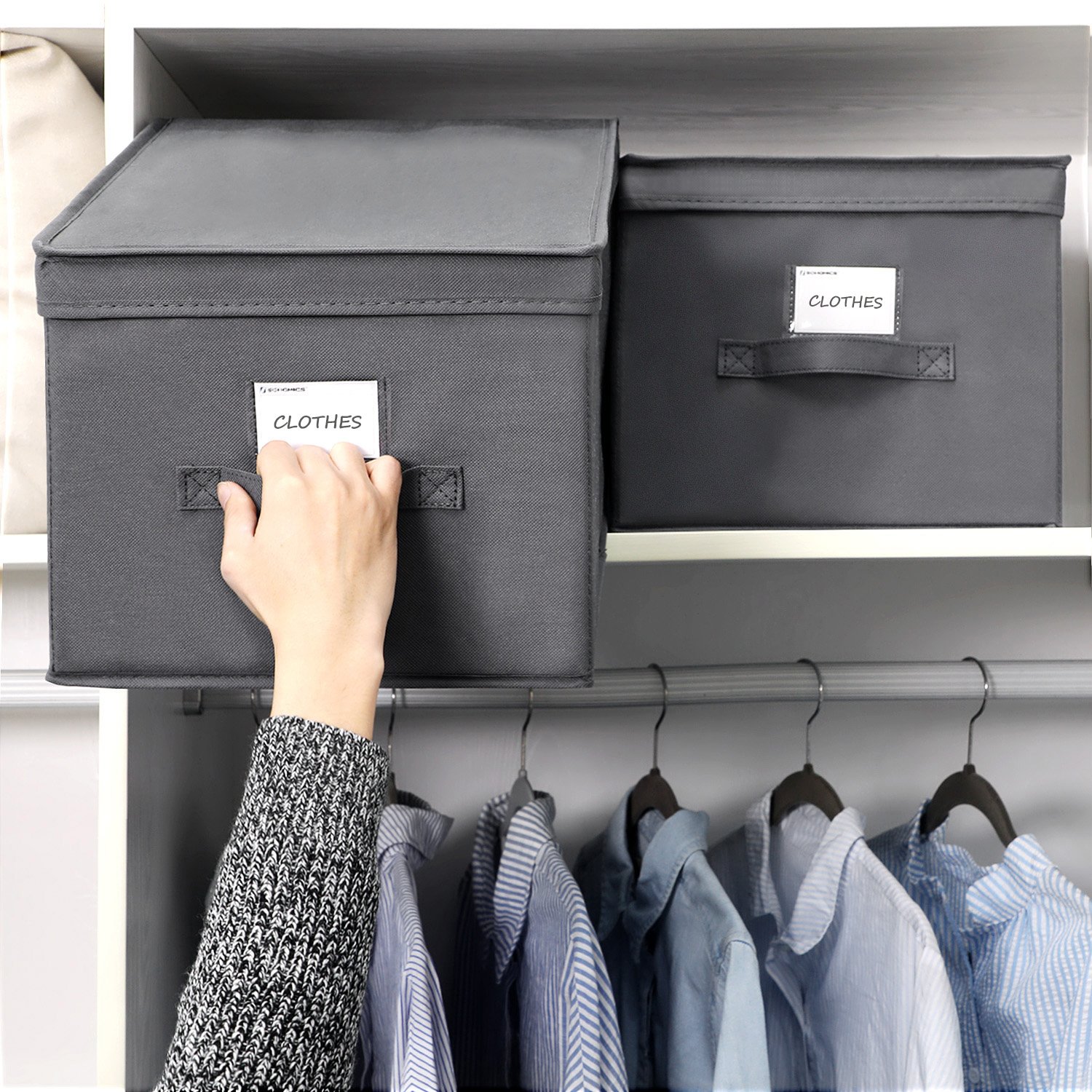 SONGMICS Juego de 6 Cajas de Almacenamiento Plegables con Tapas