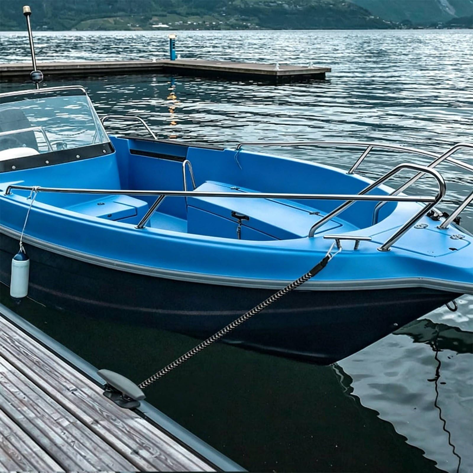 Corda Ormeggio Marina Fune Ormeggio Cavo Bungee Linea Attracco con Assorbimento Colpi Nucleo Elastico 10mm Gancio Inox 316 Galleggiante con Doppio, 6FT 2 PEZZI