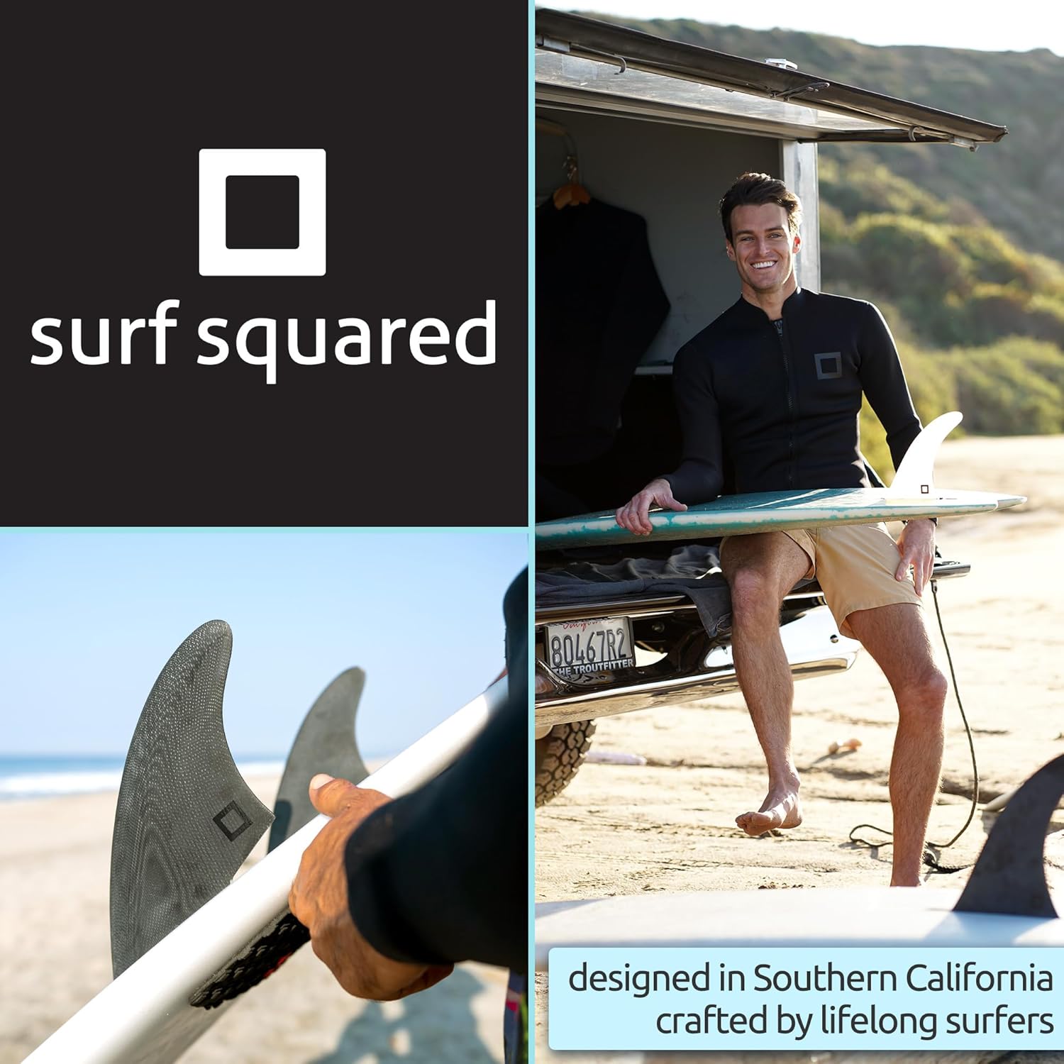 Twin, Thruster or Quad Fin Set - Solid Fiberglass for Lightweight Durability & Top Performance - Compatible with Futures Single Tab Surfboards