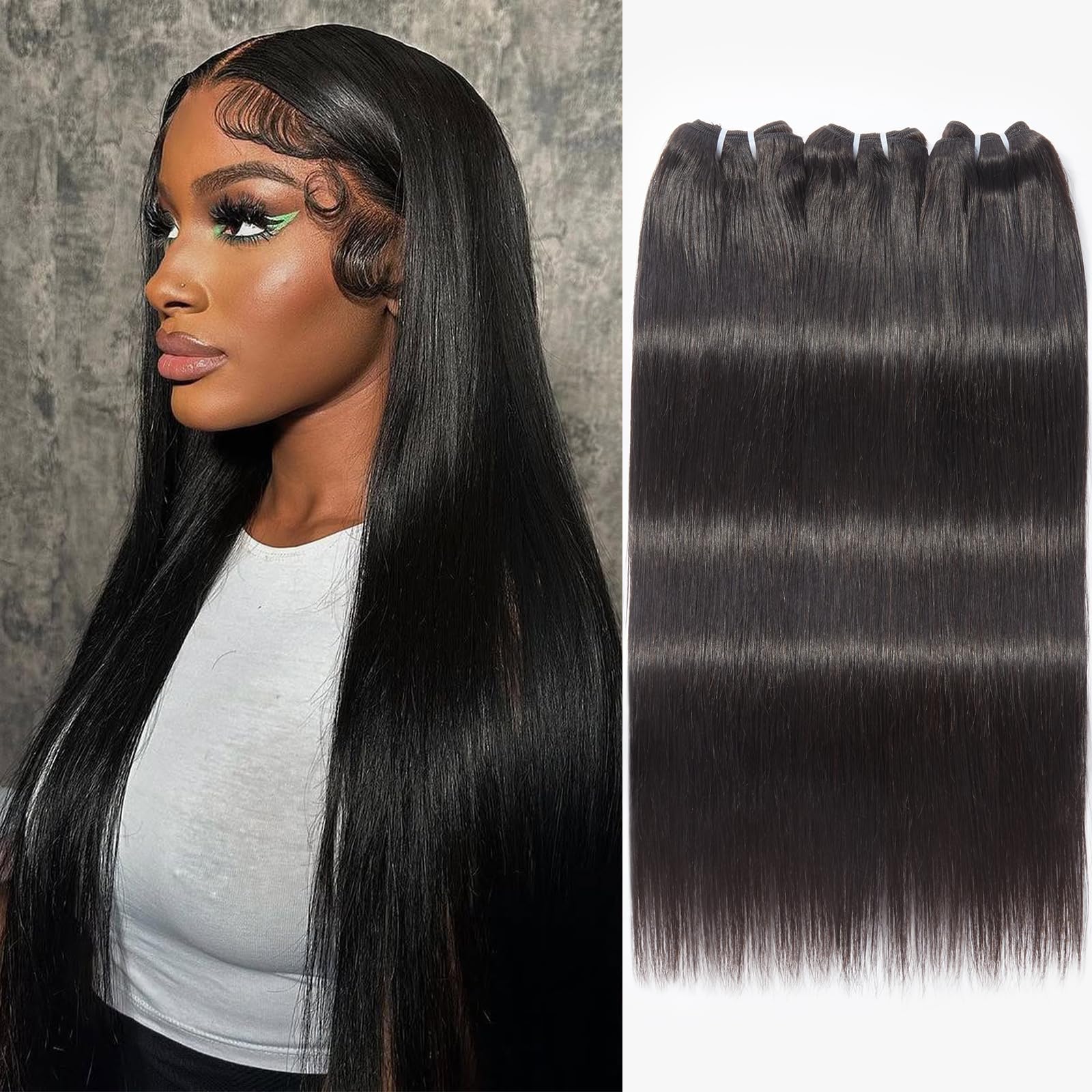 Human Hair Bundles 16A Brazilian Virgin Hair Straight Bundles 18 20 22 Inch Thick Weave Natural Black