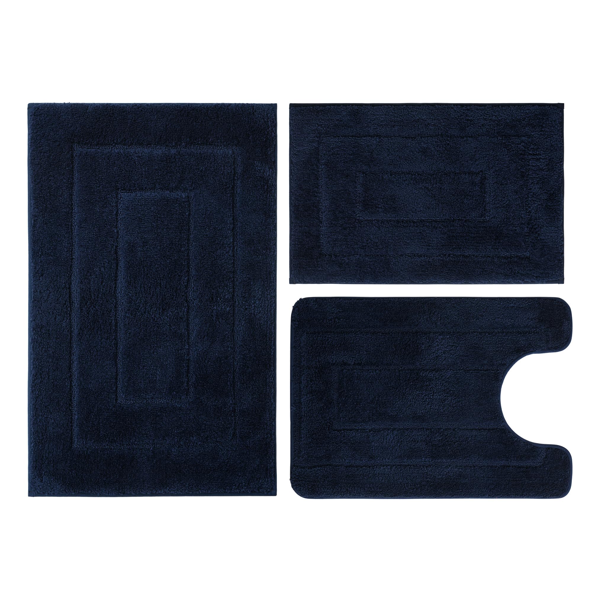 Bathroom Rugs Sets 3 Piece, with 20" x 28" U-Shaped Toilet Rug, Ultra Absorbent and Super Soft Touch, Non-Slip, Microfiber Plush,Rectangular Pattern,