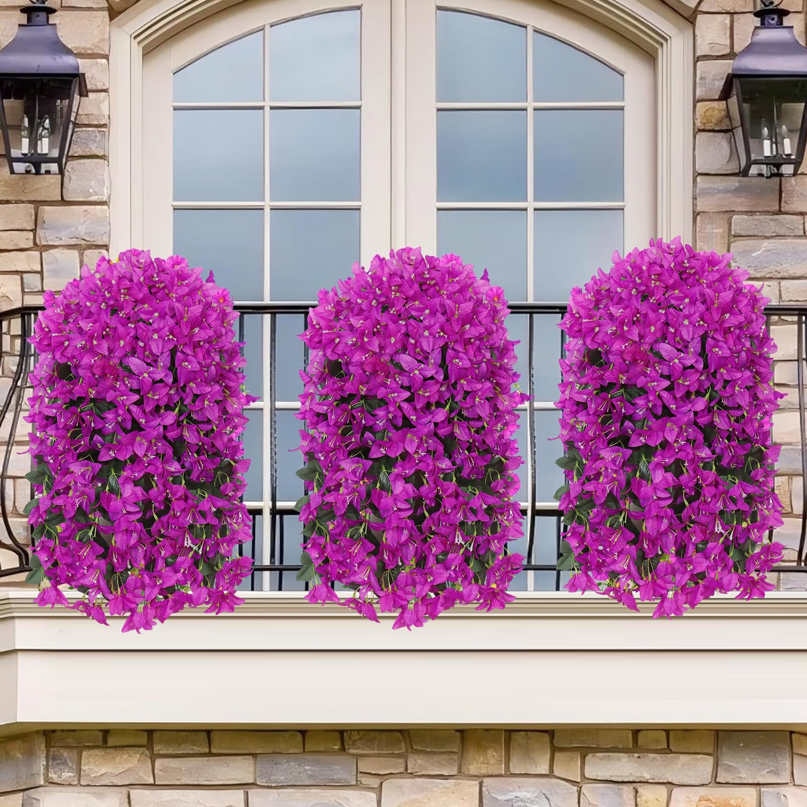 2 Pezzi Fiori Artificiali da Appendere Fiori Finti Pianta Artificiale da Esterno Bouganvillea Fiori Artificiali Resistente ai Raggi UV Fiori Finti per Decorazioni Giardino Balcone, Viola