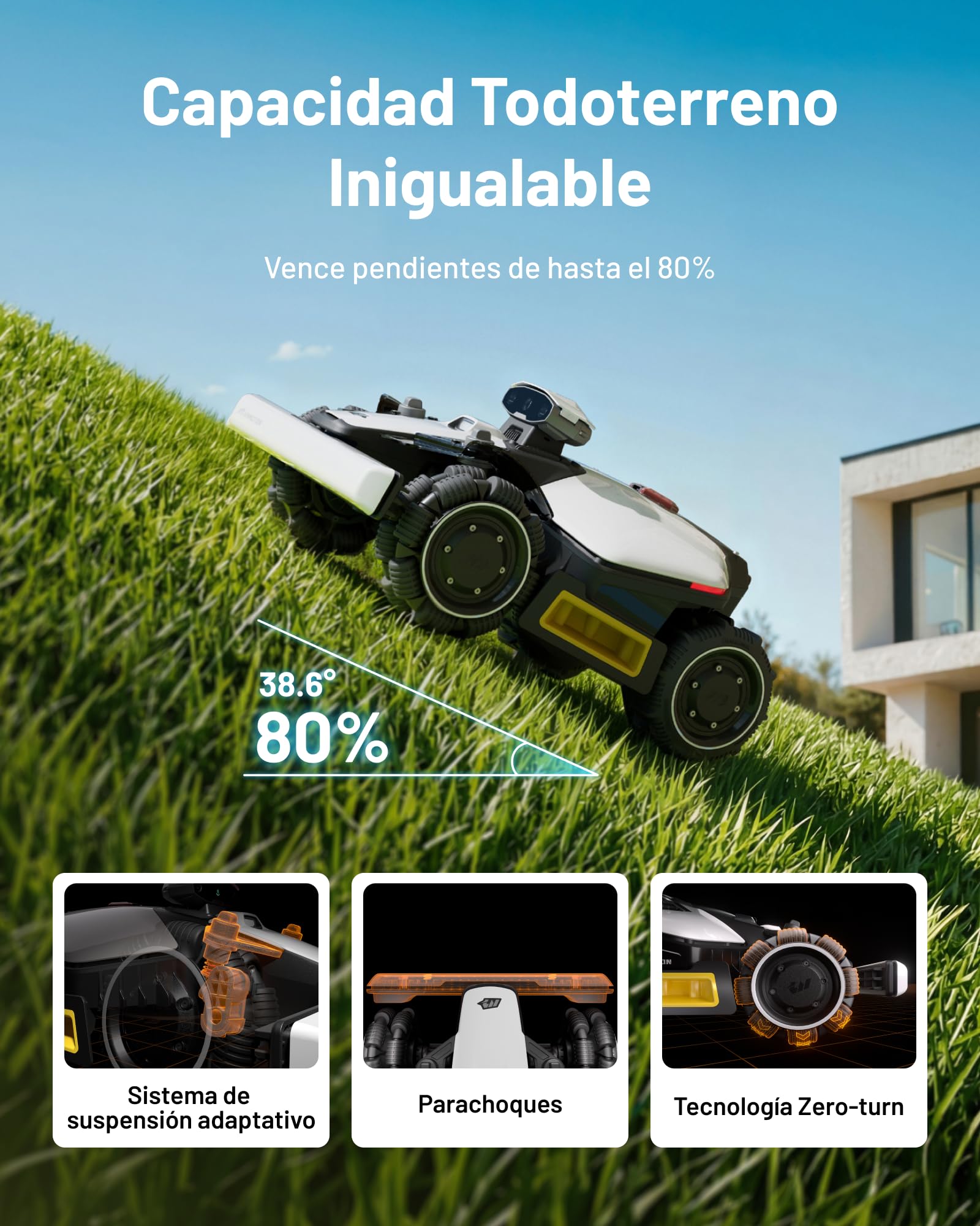 MAMMOTION LUBA Mini 2 AWD 1000 Robot Cortacésped con Garaje Mini | Visión AI Tri-Camera y Posicionamiento NetRTK, Mapeo Automático, DropMow, Pendiente 80%, sin Cable Perimetral