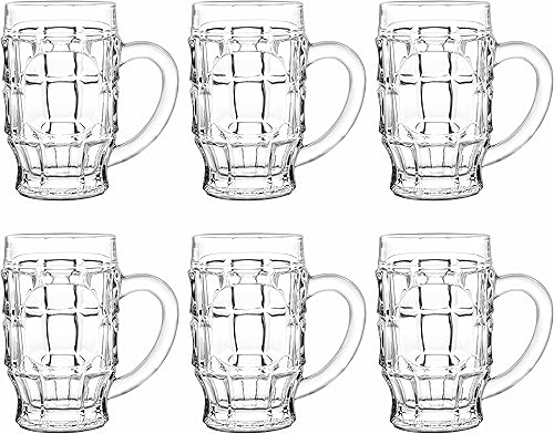 DISCOUNT PROMOS Juego de 6 tazas de cerveza de vidrio con hoyuelos de 17.75 pulgadas, paquete a granel, utensilios de bar, ideales para festivales