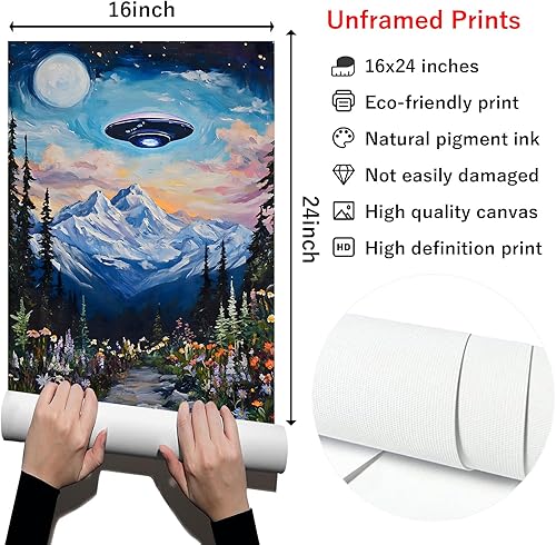 Miniatura 3 de Arte de pared retro de los años 70, arte retro de extraterrestre, póster de arte extraterrestre vintage, impresión de paisaje retro de