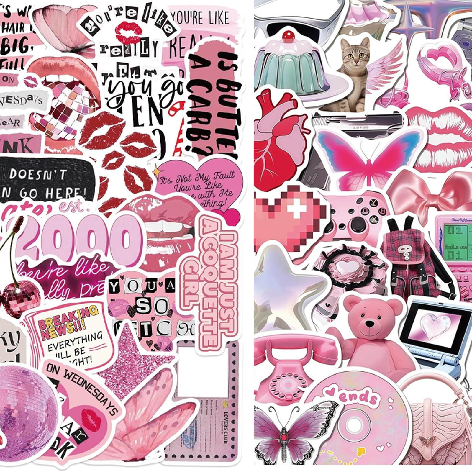 Tivleed Women's Multicoloured Cute Stickers 100Pcs Vintage, Pink Aesthetic Stickers For Kindle, Cottagecore Vinyl Decals For Scrapbooking Journal, Waterproof Laptop Stickers For Teens Girls, Tumbler & Stationery