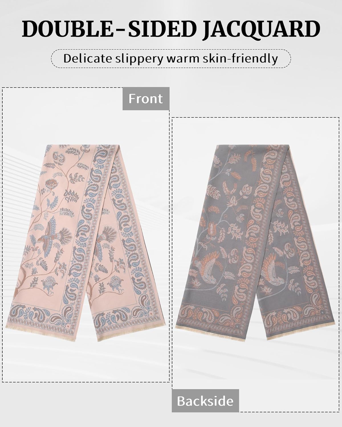 AWAYTR Pashmina Shawls Wraps for Women - Cashew Flower Winter Warm Big Scarf for Women Shawls and Wraps for Evening Dresses - Image 6