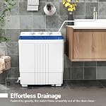 DORTALA laveuse portable, 20Lbs Lave-tubes jumelles & Spinner Combo avec tuyau d'entrée et de vidange, semi-automatique appartement lave-linge pour dorme & VR, blanc & bleu