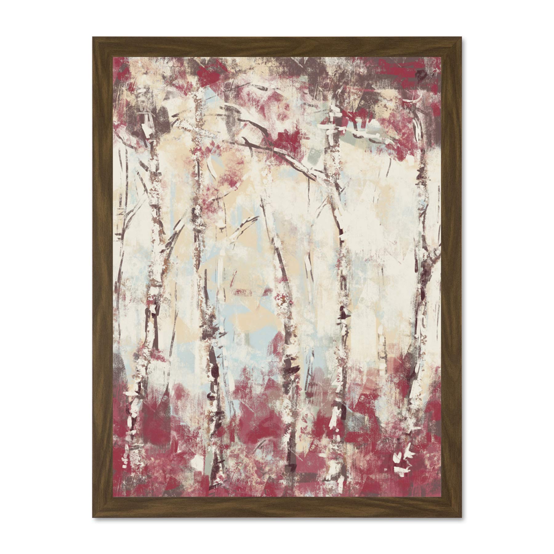 Wee Blue Coo Birch Trees Abstract Painting Large Framed Art Print Wall Poster 18x24 inch