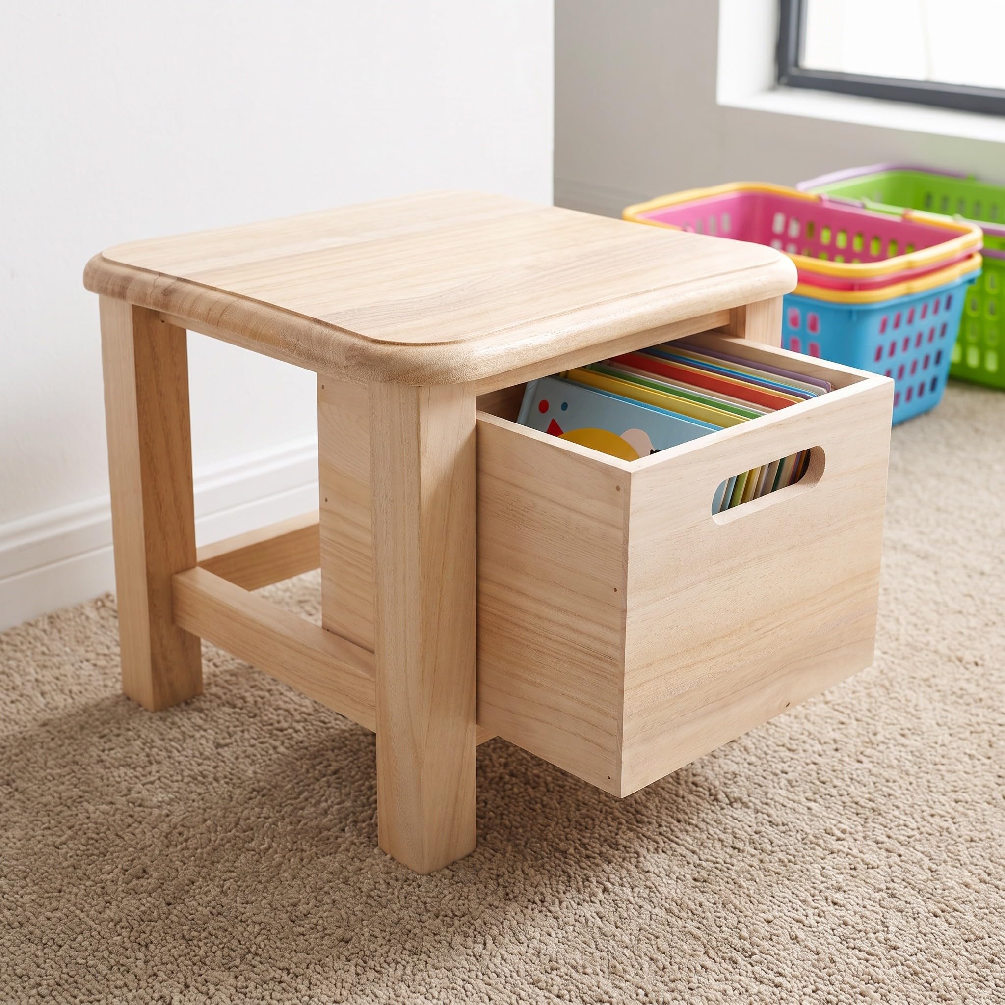 Kisangel Taburete de Madera con Almacenamiento, 2 en 1: Asiento y