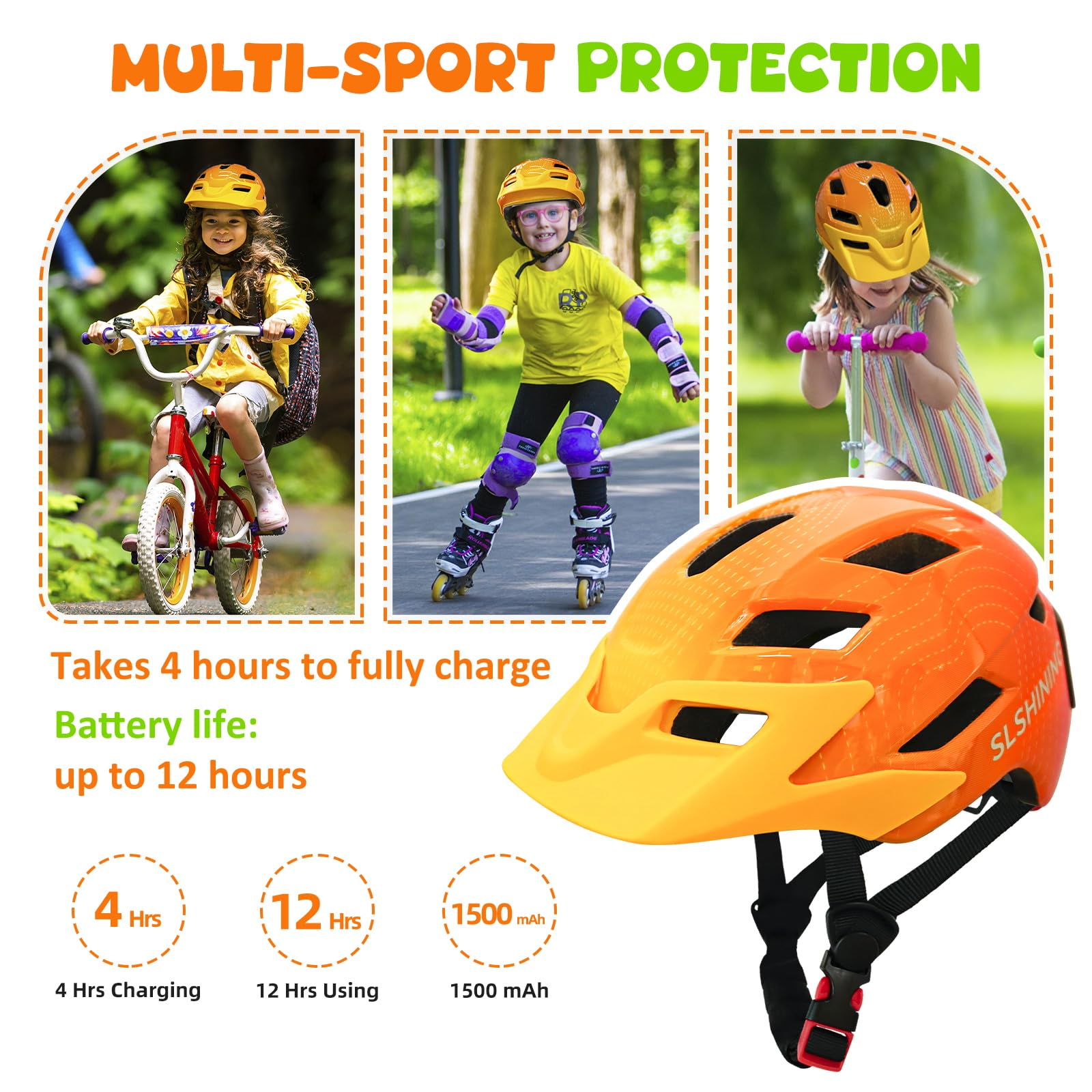 Casco intelligente per bambini con display a LED e telecomando, misura regolabile, 60 modelli, visiera rimovibile, 11 prese d'aria, regalo divertente per bambini e bambine, bicicletta, skateboard,