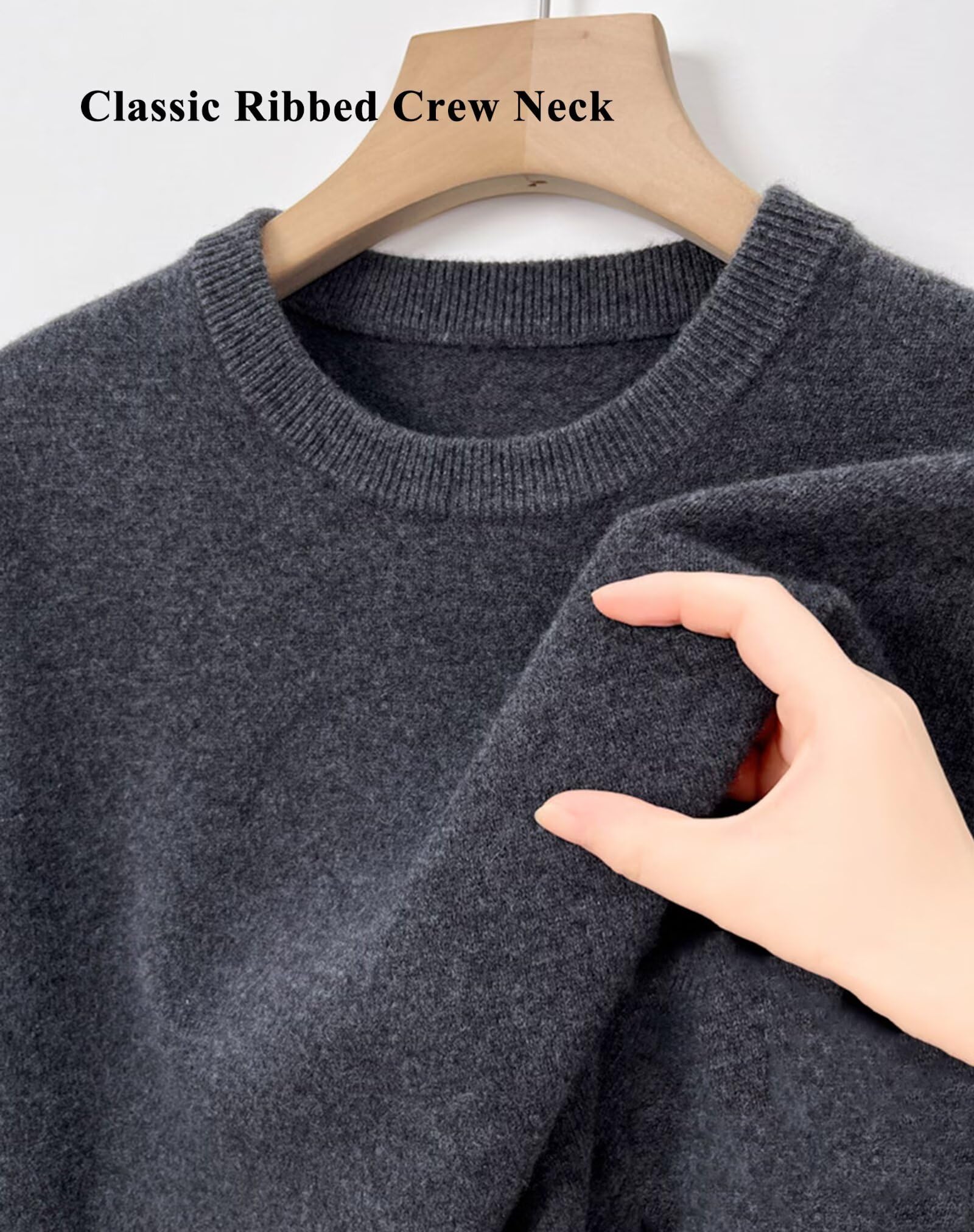 HNVAVQ Maglione 100% Cashmere Uomo Girocollo Morbido Caldo Casual