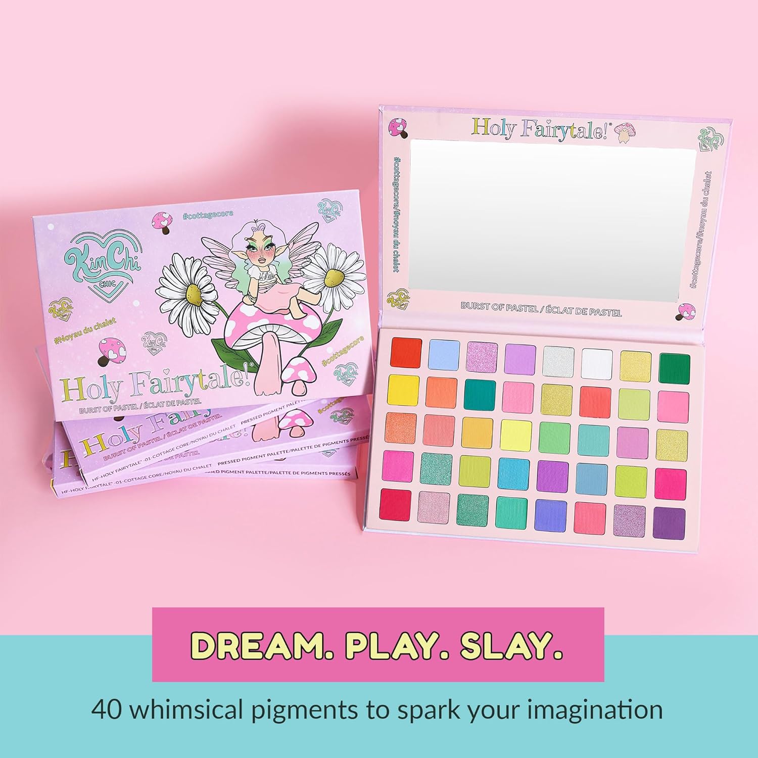 KimChiChic Beauty Holy Fairytale Palette – 40 Color Eyeshadow Palette, Highly Pigmented, Blendable, Long Lasting, Cruelty Free Cottagecore 1.26oz