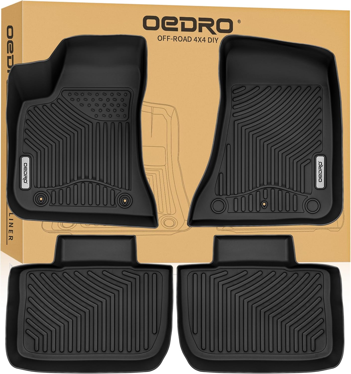OEDRO Floor Mats for 2011-2023 Dodge Charger AWD & Chrysler 300 RWD (NOT for AWD), Custom Fit Dodge Charger Accessories All Weather Front & 2nd Seat Floor Liners, Black Car Mats