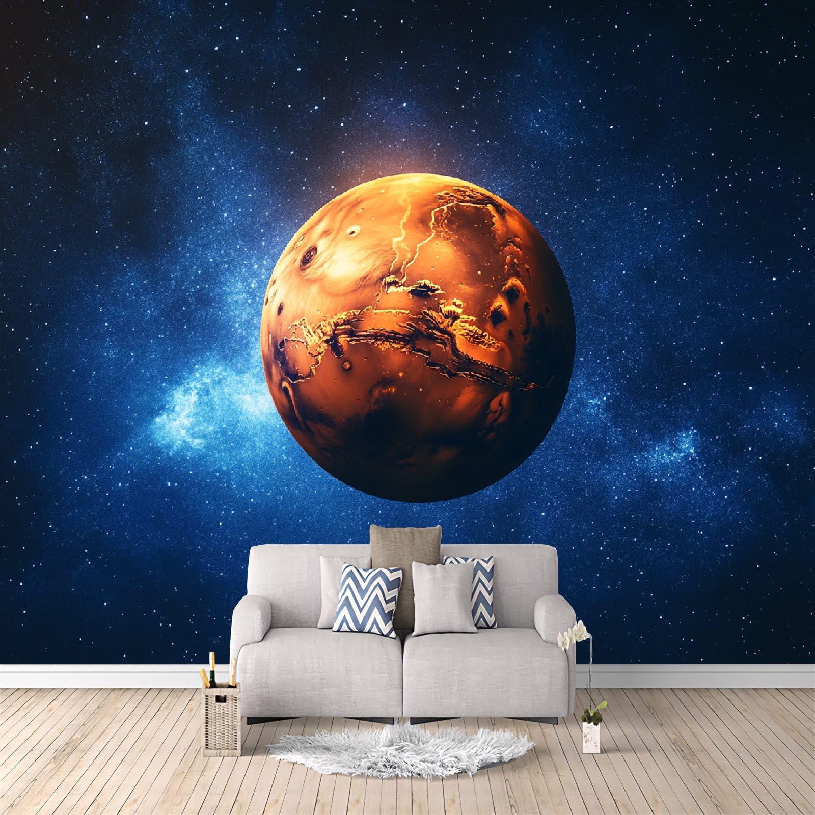 Fototapeta XXL, 500 x 280 cm, panorama Mars, do salonu, sypialni, tapeta ścienna, gwiaździste niebo, droga mleczna, tapeta z włókniny, odporna na promieniowanie UV, bezzapachowa, gotowa do montażu