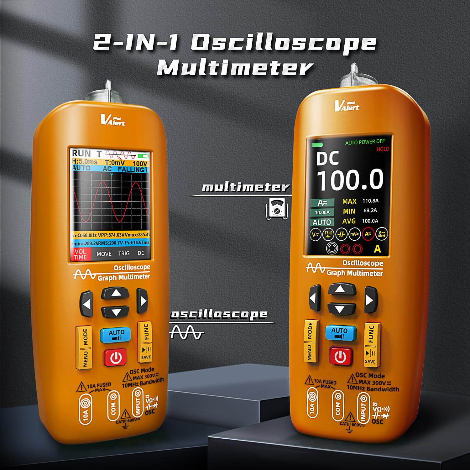 Digitale Oszilloskop Multimeter 10Mhz Bandbreite Tragbare Oszilloskop 48MSa/s 6000 Count Multimeter True RMS Messung Strom Spannung Kontinuität Widerstand Diode NCV Kapazität Datenübertragung