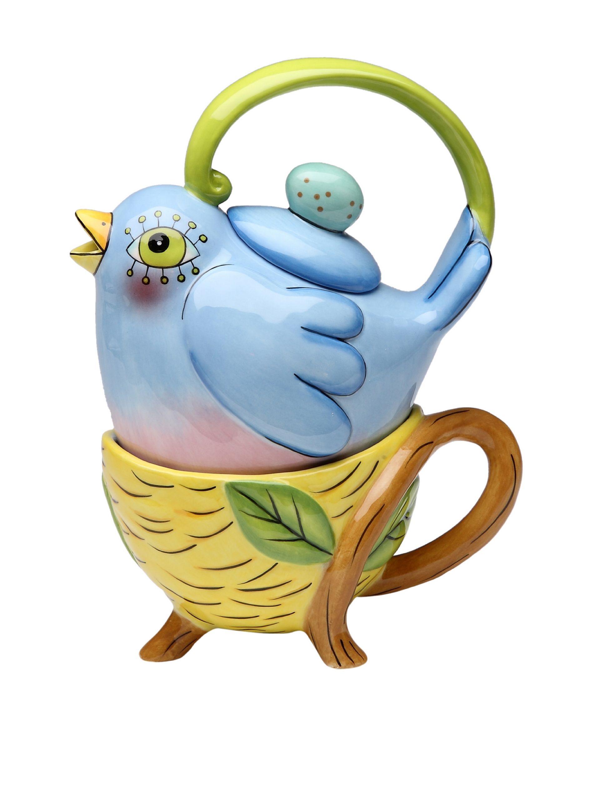 7-Inch Flight of Fancy by Babs Ceramic Tea for One, 2-Piece Set