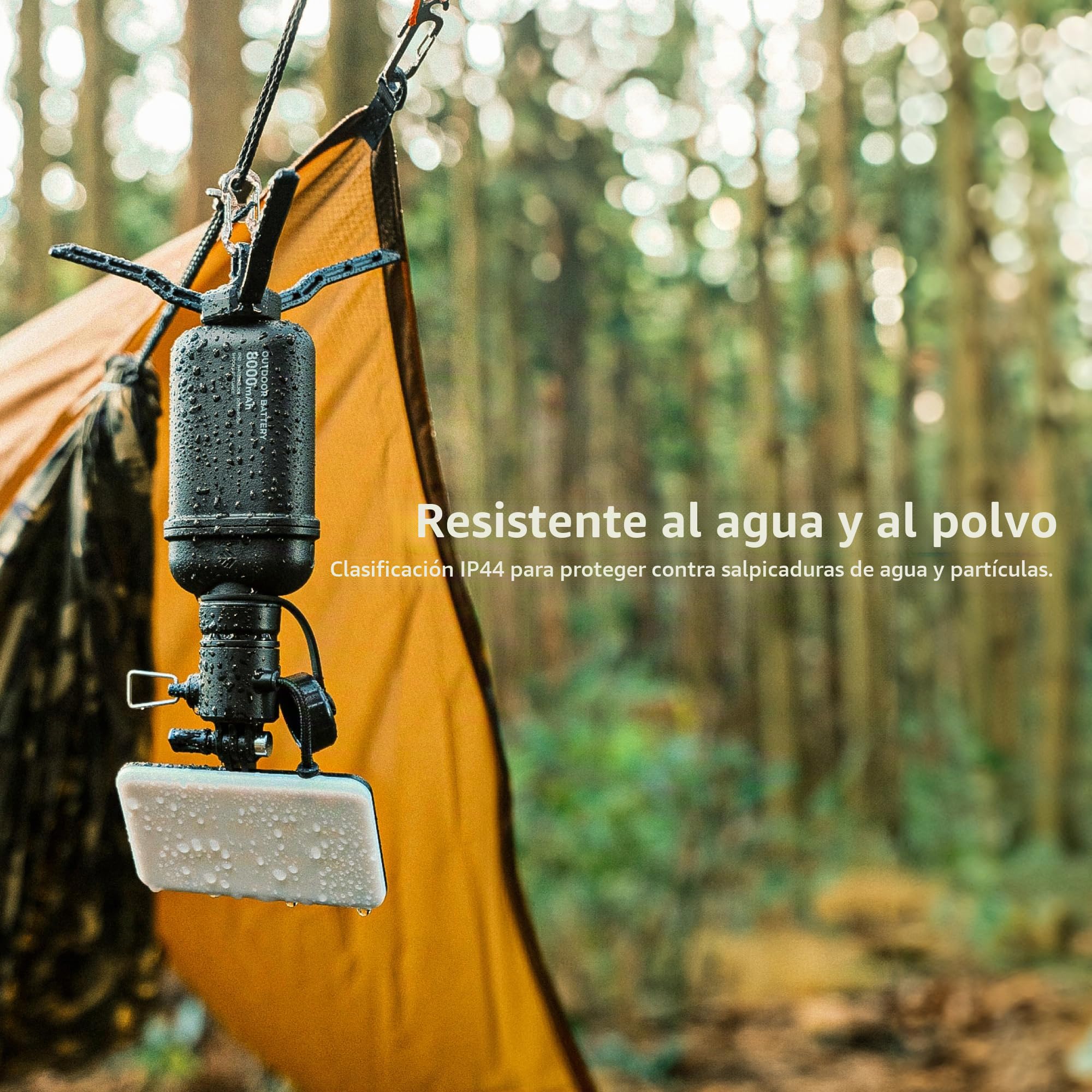 ELECOM NESTOUT - Linterna LED para camping al aire libre con mini trípode, luz LED regulable, IP44, resistente al agua, 30-1000 lúmenes, color negro
