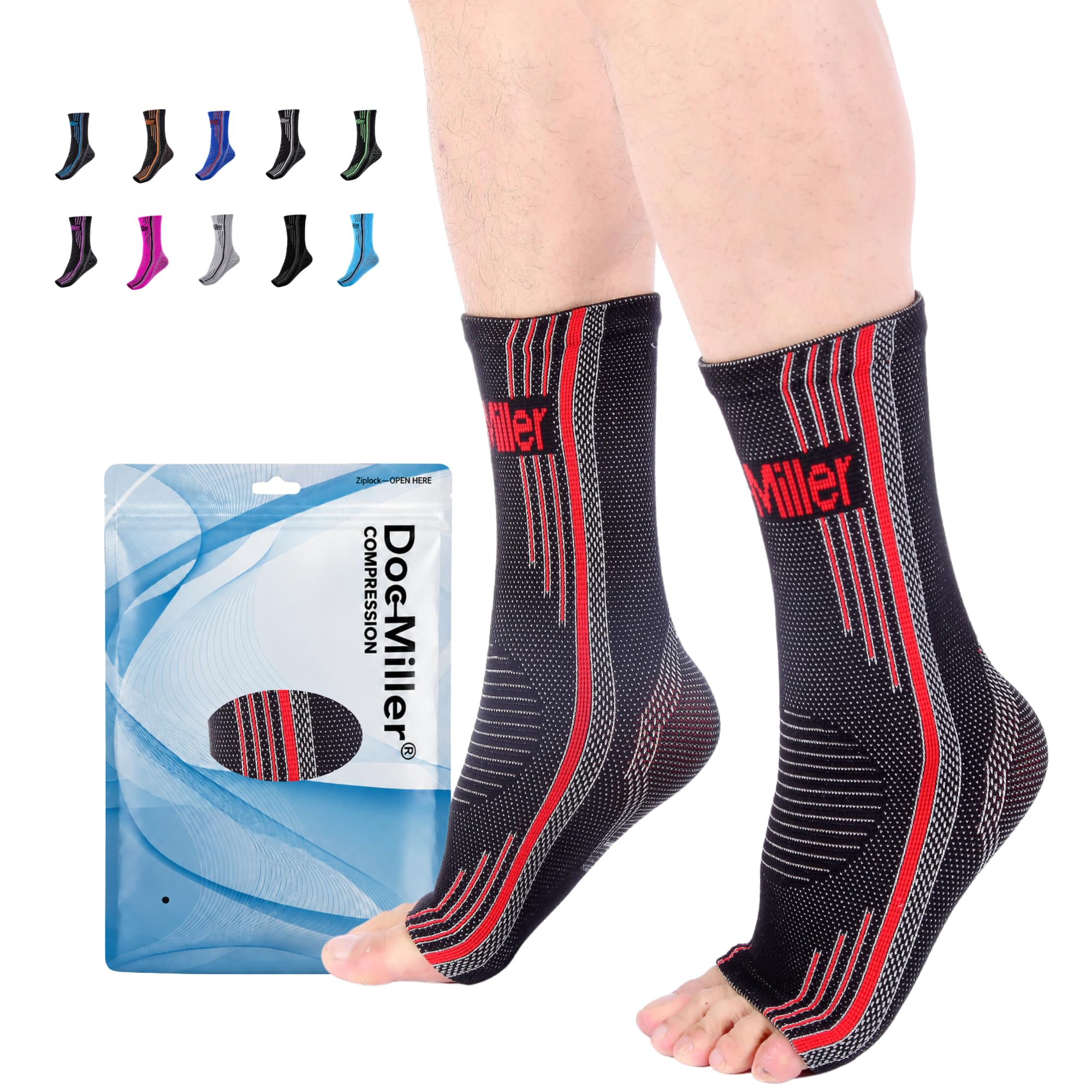 Doc Miller Plantar Fasciitis Compression Socks, 20-30mmHg, 1 Pair
