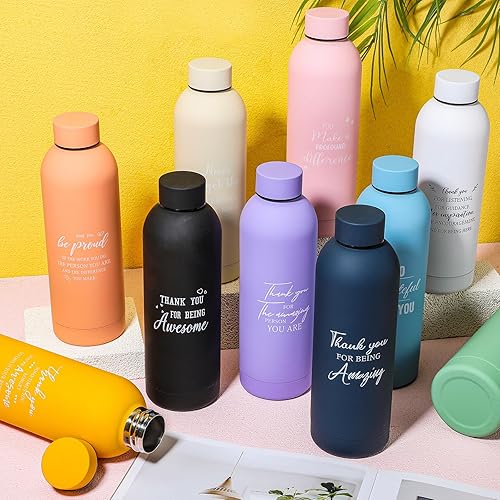 Miniatura 4 de Bokon 10 piezas de regalos de agradecimiento para empleados, botella de agua esmerilada de acero inoxidable de 17 onzas, botella de agua inspiradora