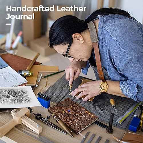 Miniatura 6 de Phoenix Cuaderno de cuero  Diario de viaje vintage Phoenix hecho a mano en 3D con papel rayado, cuaderno de bocetos de cuero fresco, diario de