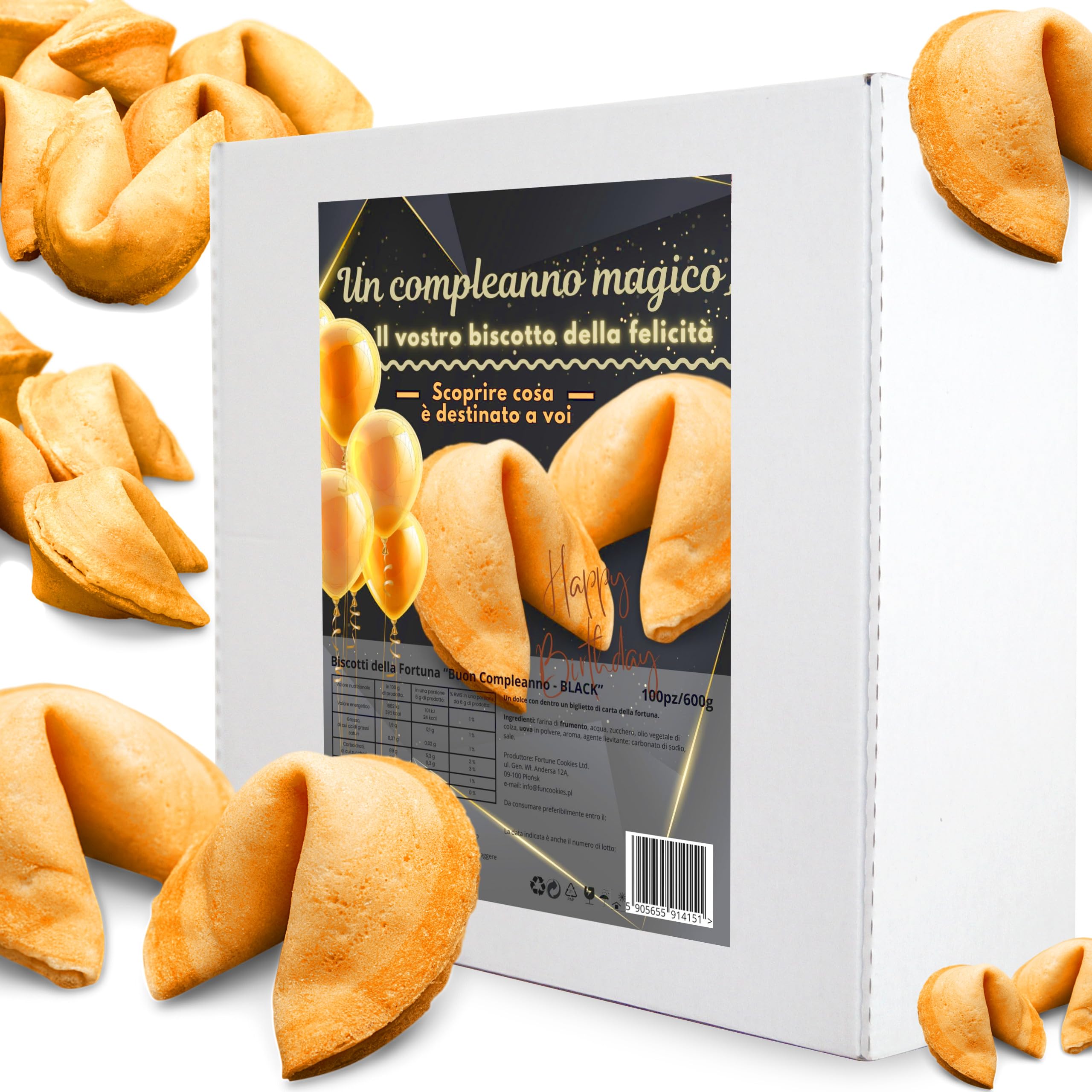 D&D FUN COOKIES Biscotti della Fortuna Cinesi, Biglietti Profetici, come regalo, compleanno, festa, per gli ospiti, per una festa, biscotti fortunati, magia, Sapore Vaniglia (100 pezzi)