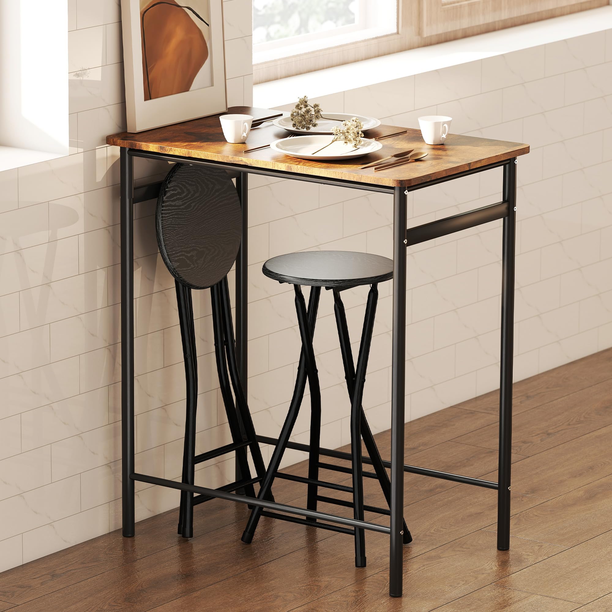 HOMCOM Sgabelli bar pieghevoli 24" altezza bancone per isola cucina nero