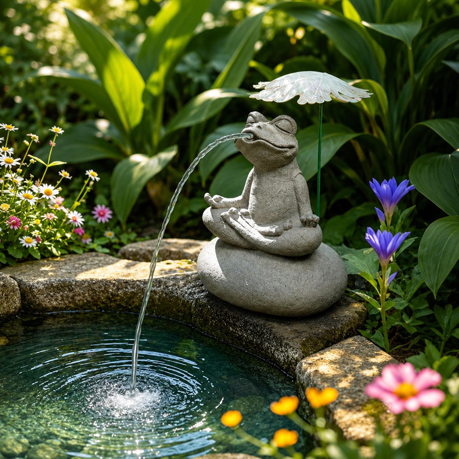 Fontane A Forma Animale e Zampilli per Piccoli Laghetti Fontana a Forma Rana in Pietra Elementi Decorativi per Esterni Ideali per Cortili Laghetti e Giardini Style 1