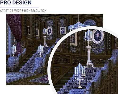 Miniatura 2 de Allenjoy Telón de fondo de casa embrujada de Halloween de 8 x 6 pies para la Edad Media, retro, espeluznante, tela de araña desierta, decoración de