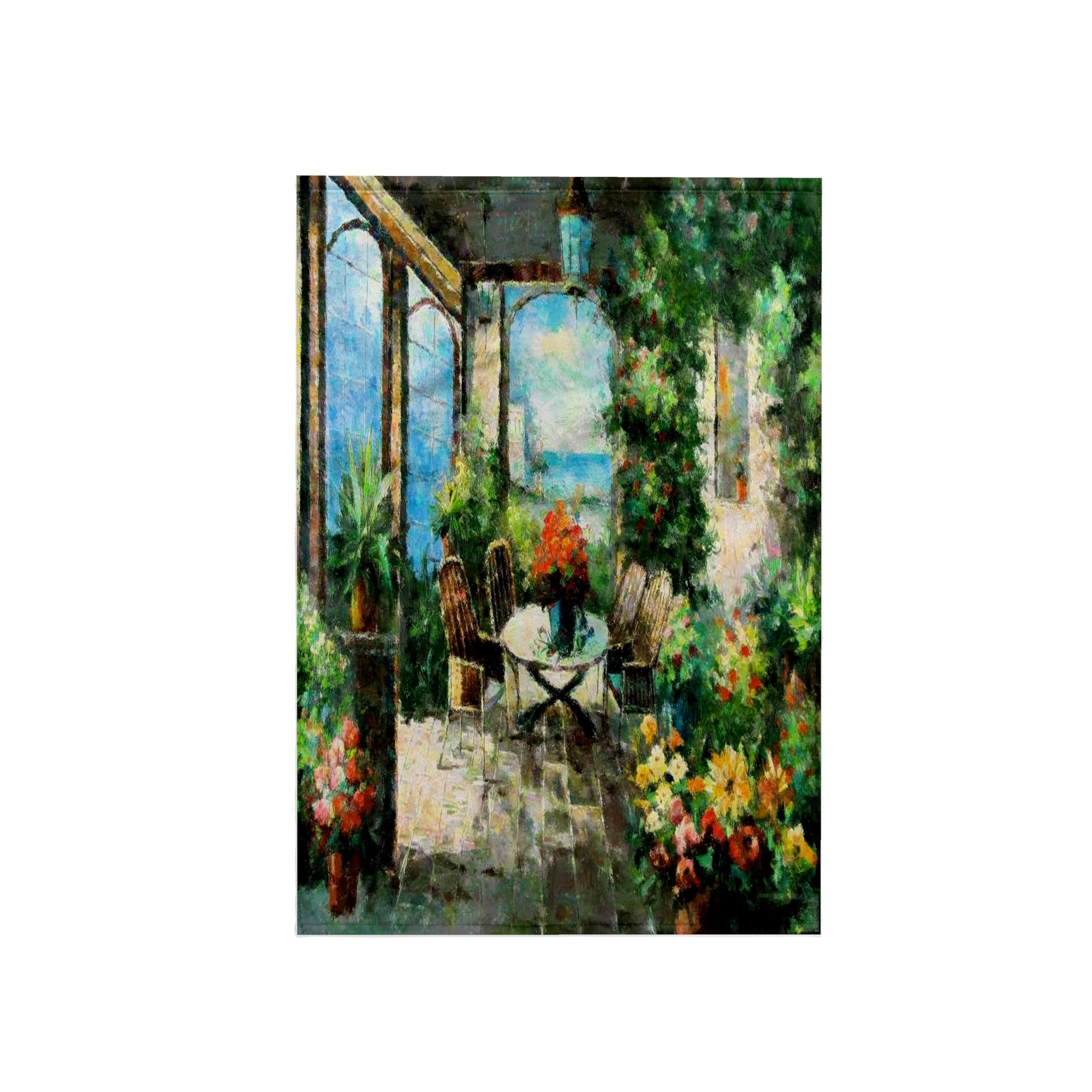 3dRose 15x22 Hand Towel - Picture of an Italian Villa Painting Decorative