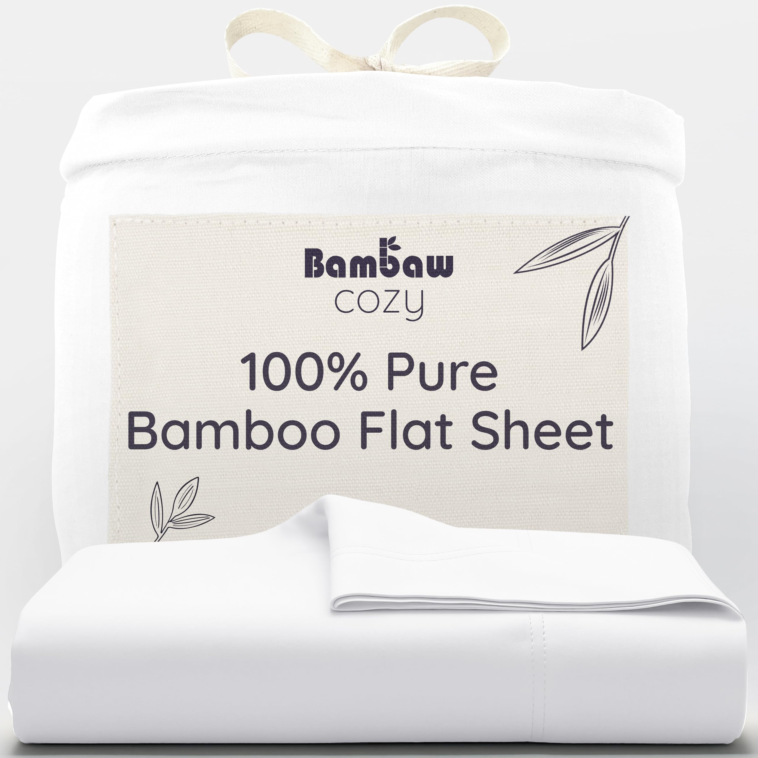 Bambaw Bamboo Double Flat Sheet, 240x290 cm, Allergy Friendly Cooling Sheets for Bed, 100%...
