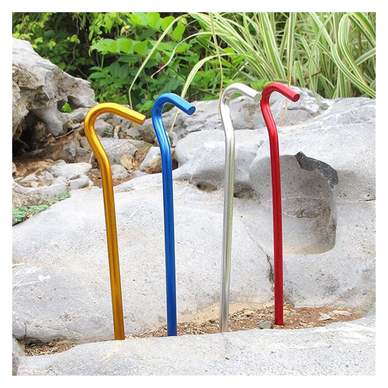 Picchetti per Tenda, Picchetti da Terra in Alluminio da 7 Pollici Picchetti per Tenda Picchetti per Tenda in Metallo Picchetti per Tenda da Campeggio in Acciaio Resistente Ganci per telo Set di 1