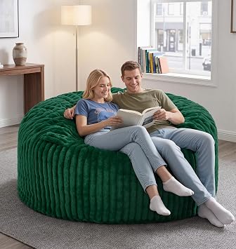 Bean Bag Chair Giant Beanbag with Filling Memory Foam Living Room Adult 5FT | Breathable Washable Removable Cover,Comfy Lounging Gaming Bedroom Dorm,Large Big Giant Oversized Beanbag Chairs,Green