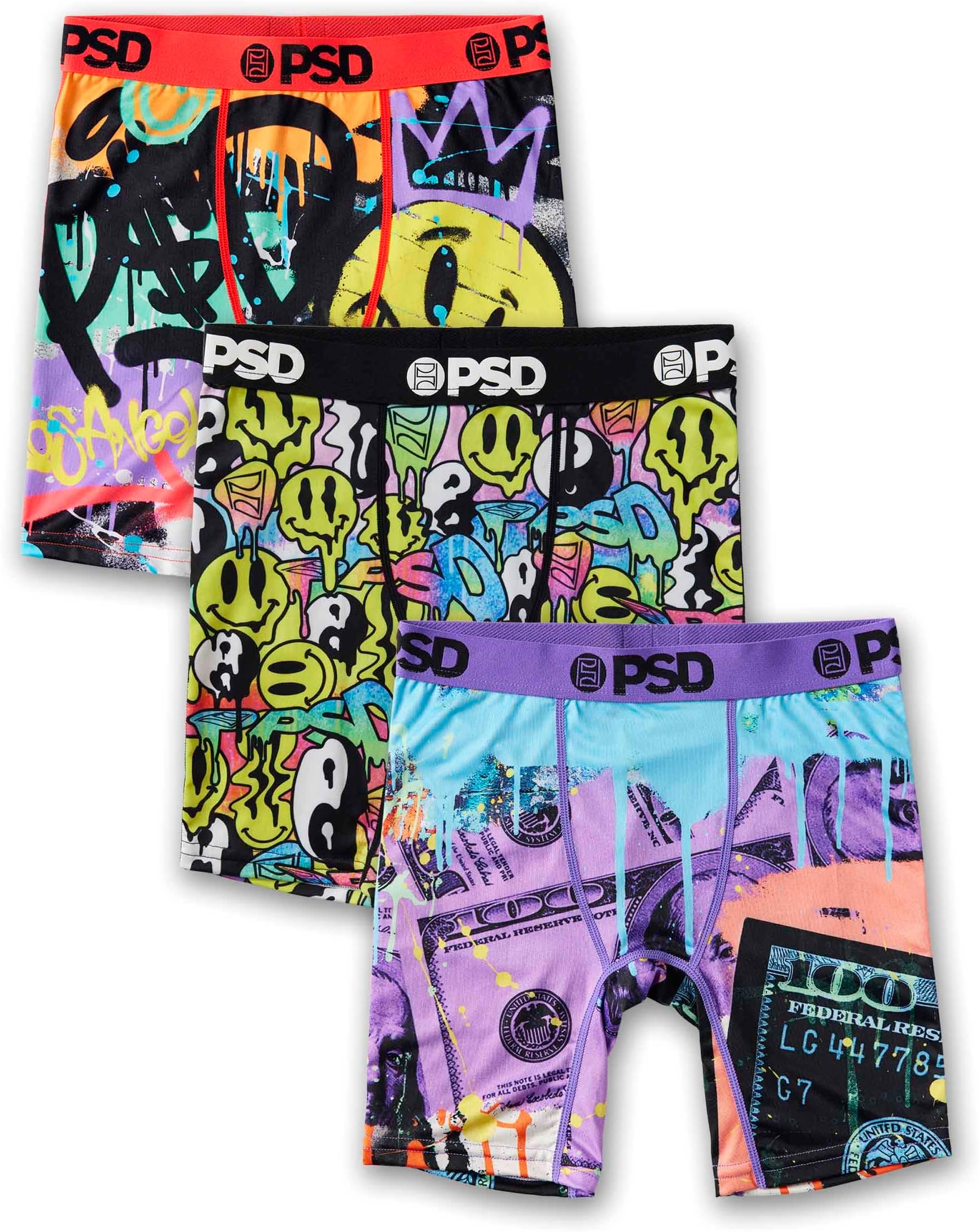 PSD Men's Metallic Ctn Sld 5i 3pk Boxer Briefs